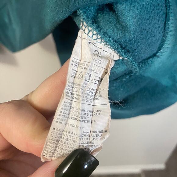 Old Navy Funnel-Neck Cropped Microfleece Sweatshirt White Teal Tie Dye Sz XXL - Picture 5 of 10